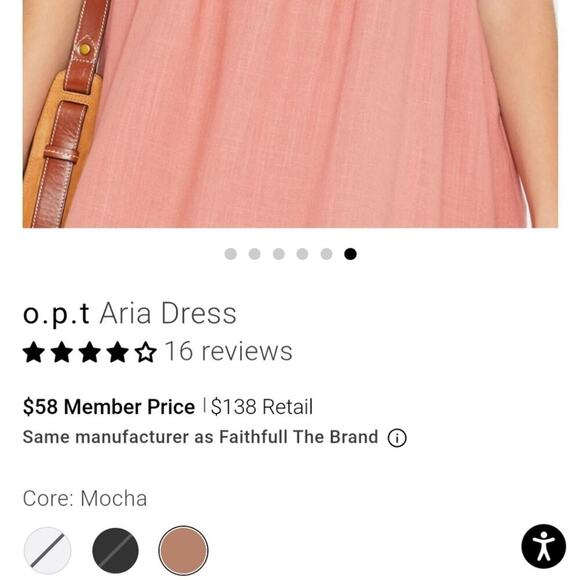 O.P.T. NEW Babydoll Aria Mocha Cotton LINEN Ruffled Sleeveless  Mini Dress S - Picture 16 of 16